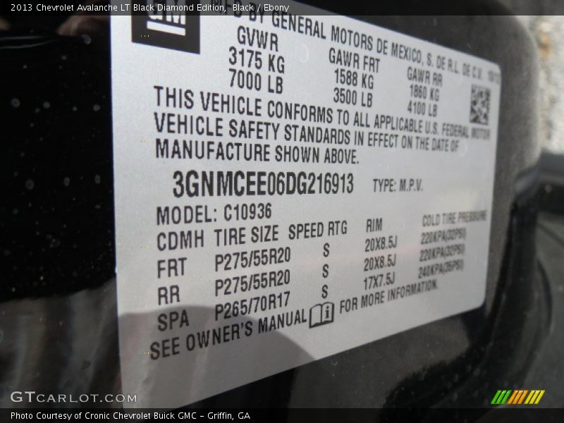 Black / Ebony 2013 Chevrolet Avalanche LT Black Diamond Edition