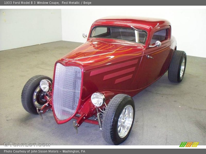 Red Metallic / Beige 1933 Ford Model B 3 Window Coupe