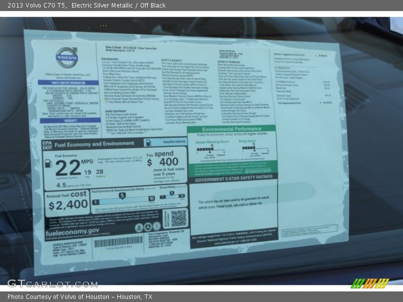Electric Silver Metallic / Off Black 2013 Volvo C70 T5