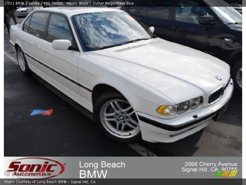 Alpine White / Oyster Beige/Navy Blue 2001 BMW 7 Series 740iL Sedan