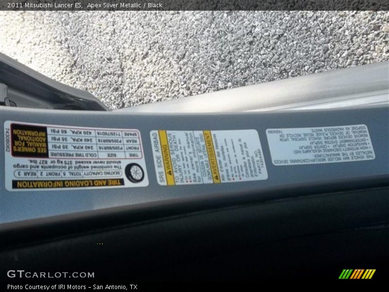 Apex Silver Metallic / Black 2011 Mitsubishi Lancer ES