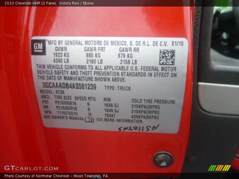 Victory Red / Ebony 2010 Chevrolet HHR LS Panel