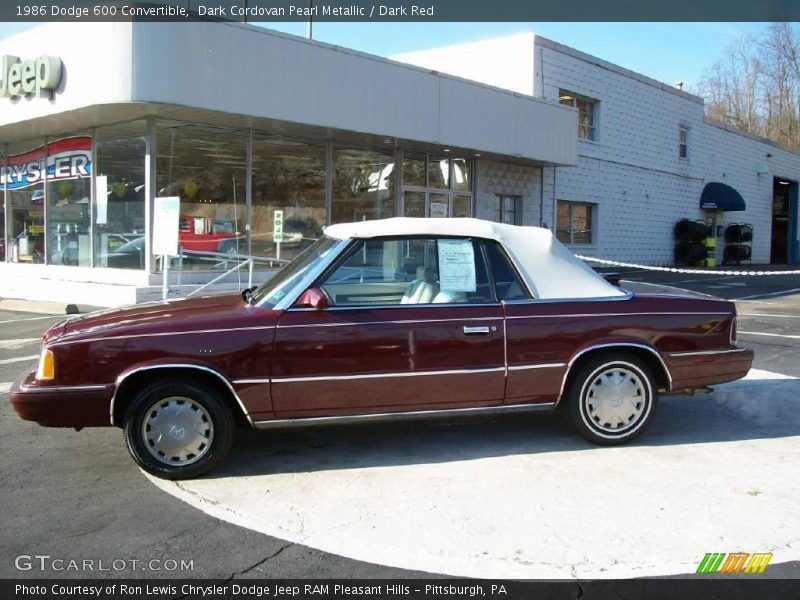 Dark Cordovan Pearl Metallic / Dark Red 1986 Dodge 600 Convertible