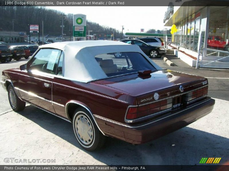 Dark Cordovan Pearl Metallic / Dark Red 1986 Dodge 600 Convertible