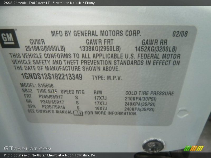 Silverstone Metallic / Ebony 2008 Chevrolet TrailBlazer LT