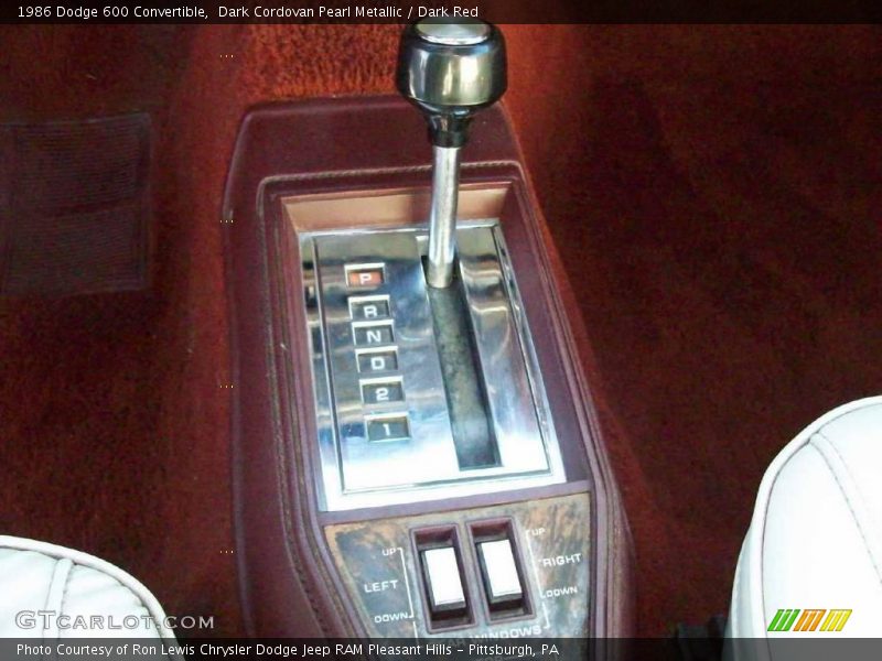 Dark Cordovan Pearl Metallic / Dark Red 1986 Dodge 600 Convertible