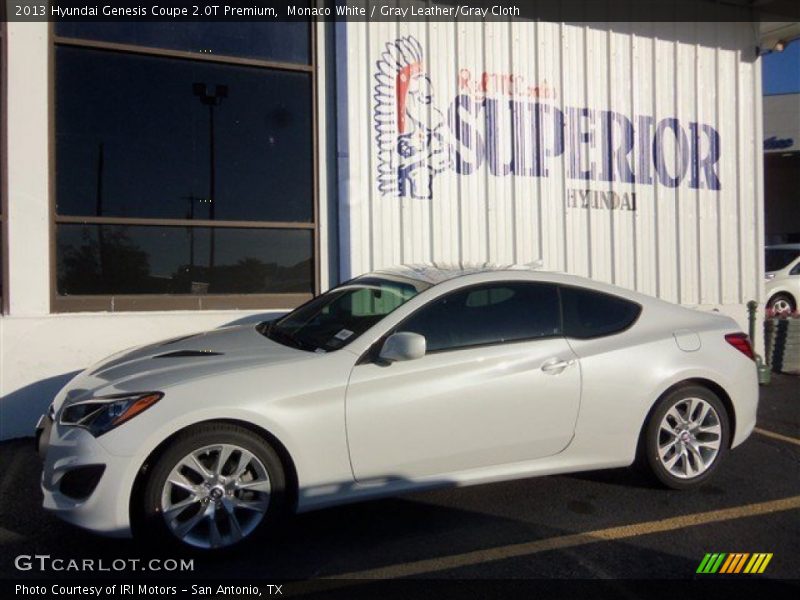 Monaco White / Gray Leather/Gray Cloth 2013 Hyundai Genesis Coupe 2.0T Premium