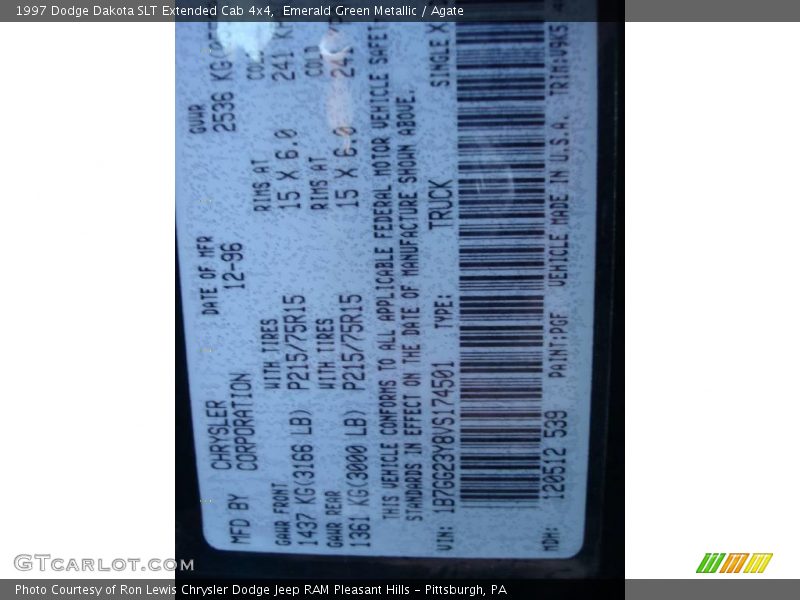 Emerald Green Metallic / Agate 1997 Dodge Dakota SLT Extended Cab 4x4