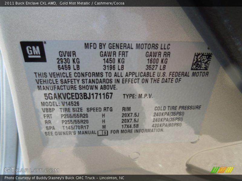 Gold Mist Metallic / Cashmere/Cocoa 2011 Buick Enclave CXL AWD