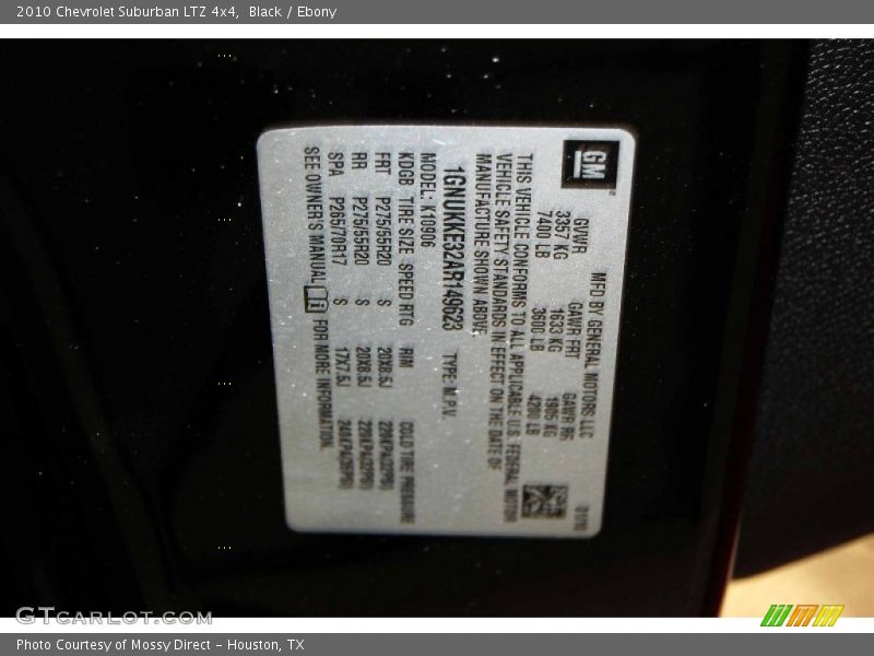 Black / Ebony 2010 Chevrolet Suburban LTZ 4x4