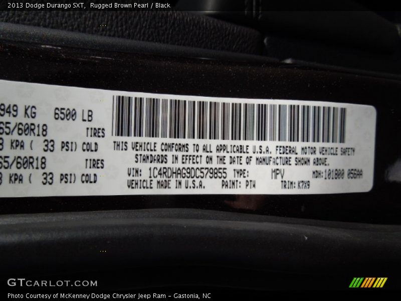Rugged Brown Pearl / Black 2013 Dodge Durango SXT
