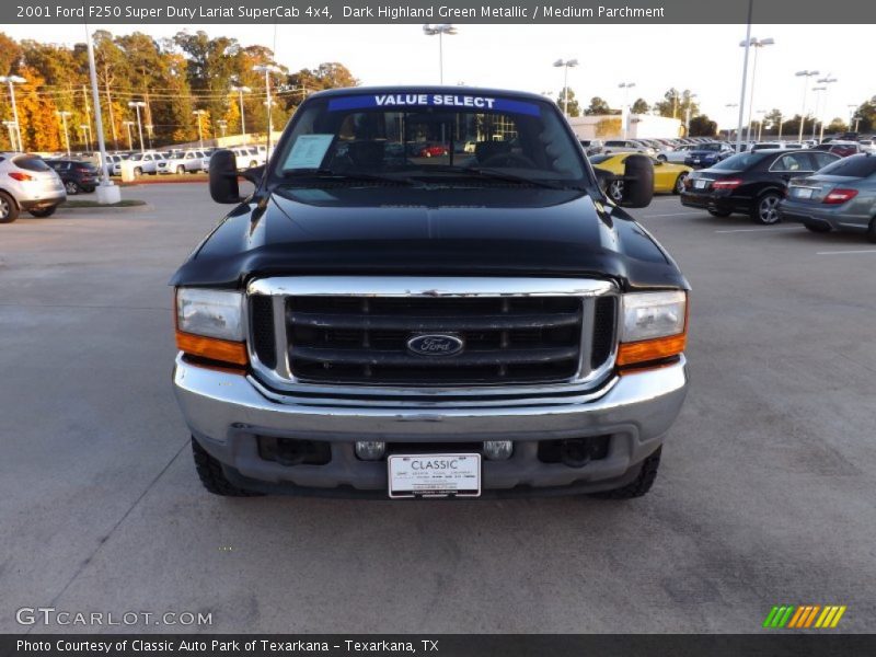 Dark Highland Green Metallic / Medium Parchment 2001 Ford F250 Super Duty Lariat SuperCab 4x4