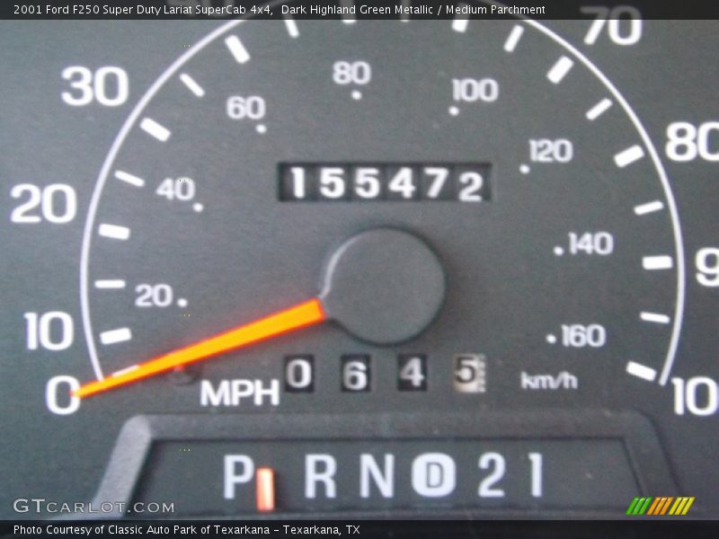 Dark Highland Green Metallic / Medium Parchment 2001 Ford F250 Super Duty Lariat SuperCab 4x4