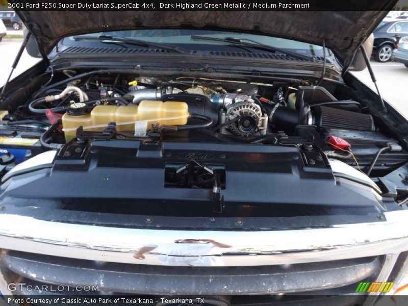 Dark Highland Green Metallic / Medium Parchment 2001 Ford F250 Super Duty Lariat SuperCab 4x4