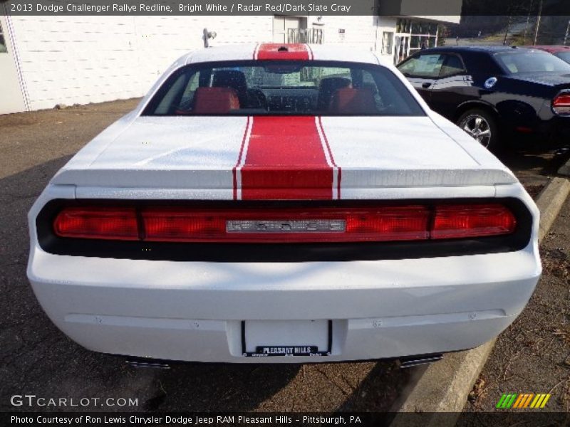Bright White / Radar Red/Dark Slate Gray 2013 Dodge Challenger Rallye Redline