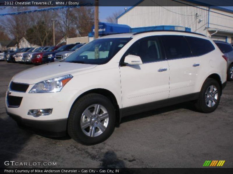 White / Ebony 2012 Chevrolet Traverse LT