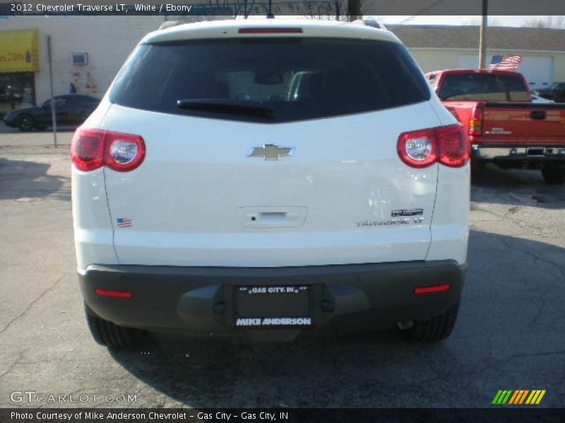 White / Ebony 2012 Chevrolet Traverse LT