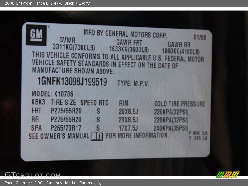 Black / Ebony 2008 Chevrolet Tahoe LTZ 4x4