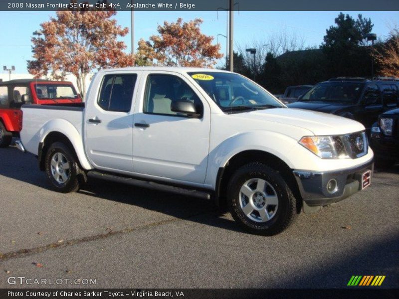 Avalanche White / Beige 2008 Nissan Frontier SE Crew Cab 4x4