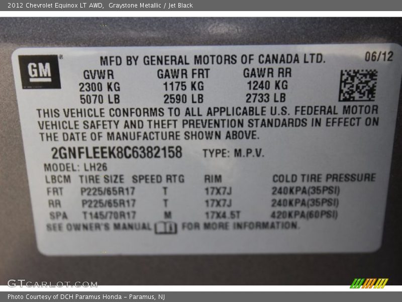 Graystone Metallic / Jet Black 2012 Chevrolet Equinox LT AWD