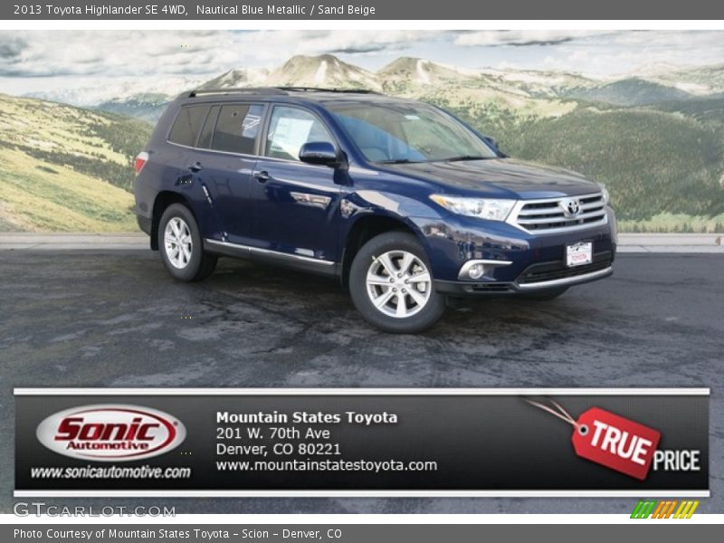 Nautical Blue Metallic / Sand Beige 2013 Toyota Highlander SE 4WD