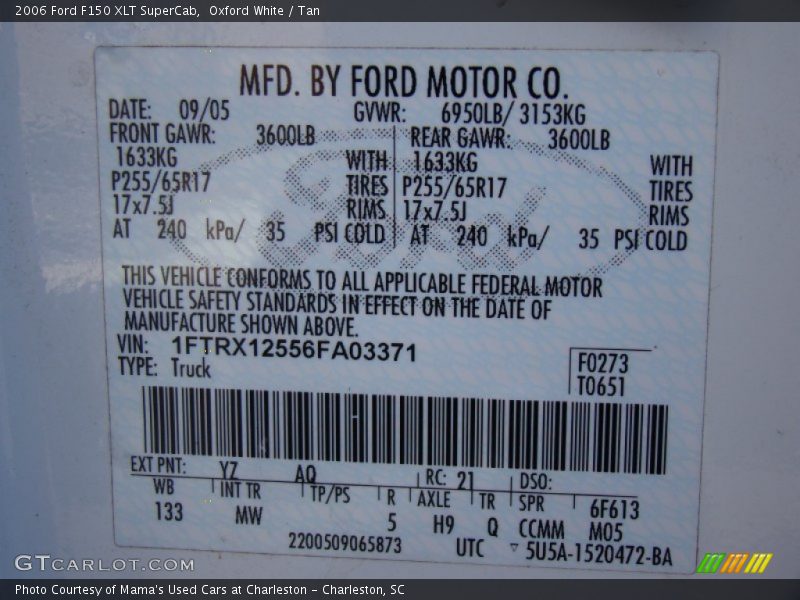 Oxford White / Tan 2006 Ford F150 XLT SuperCab