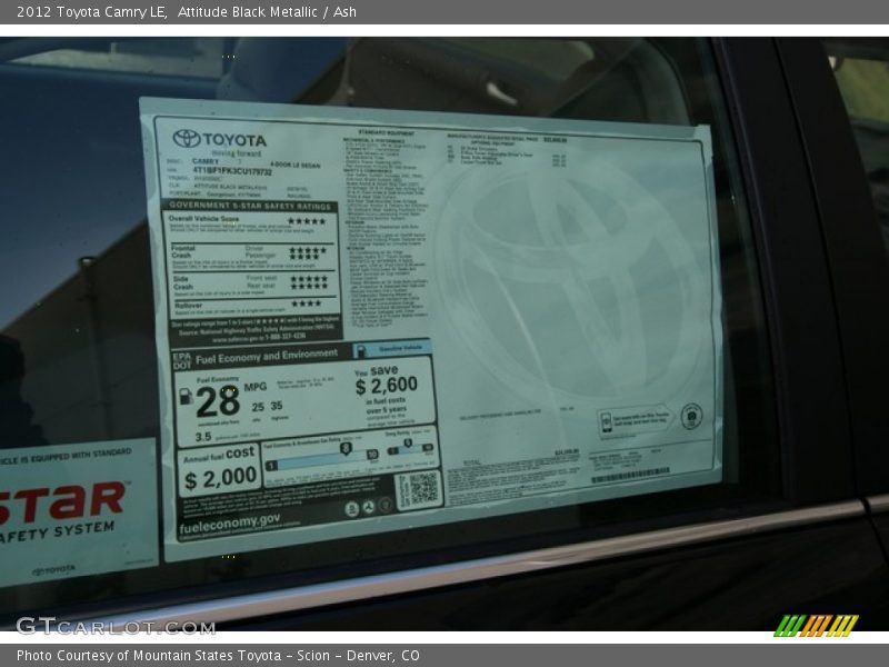 Attitude Black Metallic / Ash 2012 Toyota Camry LE