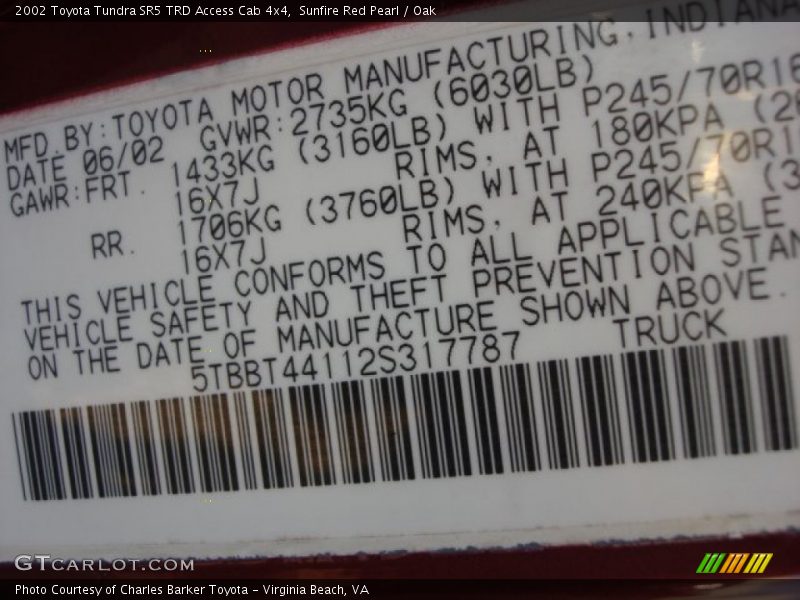 Sunfire Red Pearl / Oak 2002 Toyota Tundra SR5 TRD Access Cab 4x4