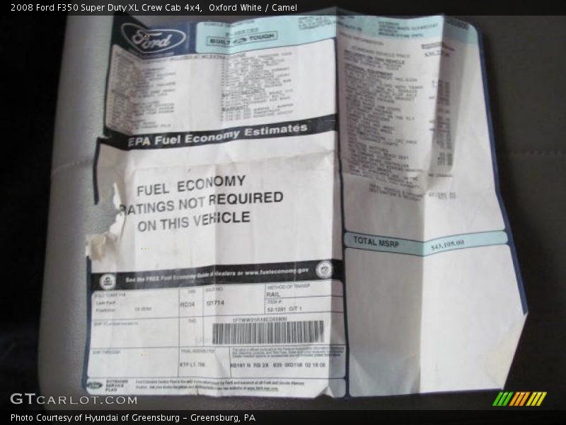  2008 F350 Super Duty XL Crew Cab 4x4 Window Sticker