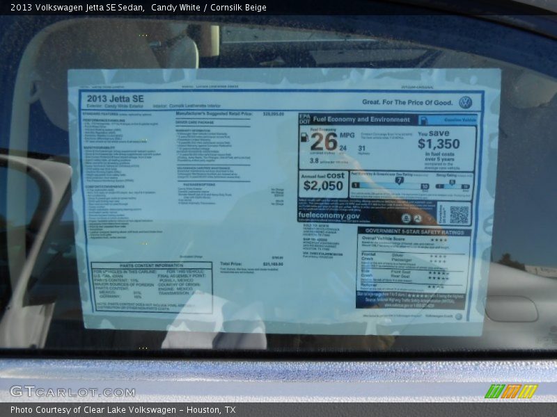 Candy White / Cornsilk Beige 2013 Volkswagen Jetta SE Sedan