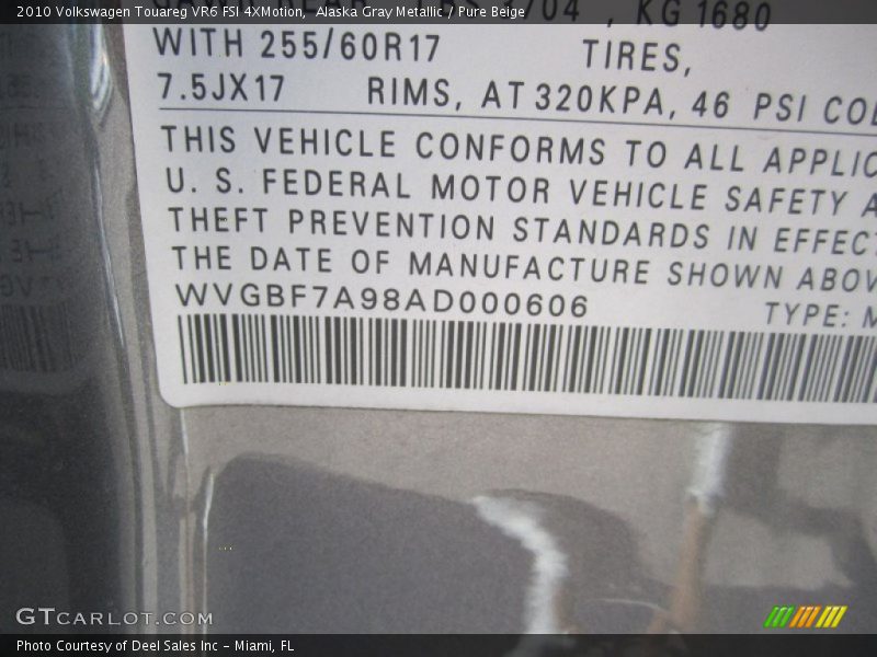 Alaska Gray Metallic / Pure Beige 2010 Volkswagen Touareg VR6 FSI 4XMotion