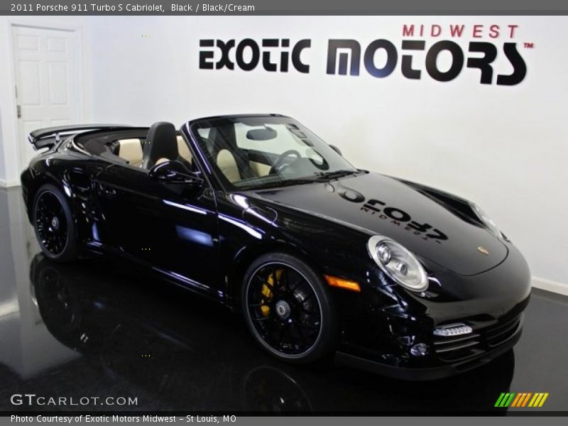 Black / Black/Cream 2011 Porsche 911 Turbo S Cabriolet