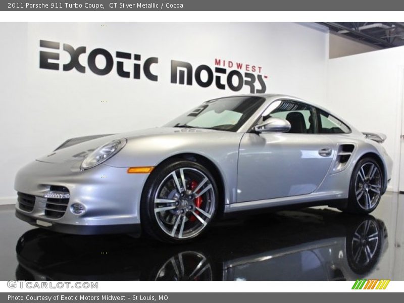 GT Silver Metallic / Cocoa 2011 Porsche 911 Turbo Coupe