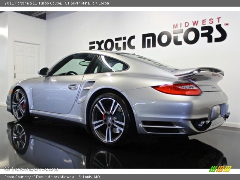 GT Silver Metallic / Cocoa 2011 Porsche 911 Turbo Coupe