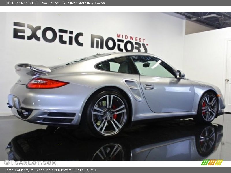 GT Silver Metallic / Cocoa 2011 Porsche 911 Turbo Coupe