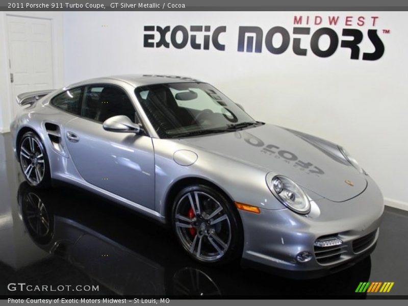 GT Silver Metallic / Cocoa 2011 Porsche 911 Turbo Coupe