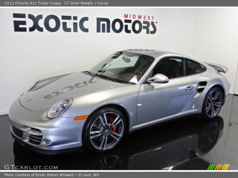 GT Silver Metallic / Cocoa 2011 Porsche 911 Turbo Coupe