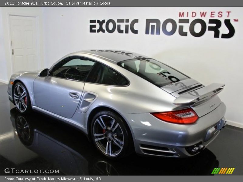 GT Silver Metallic / Cocoa 2011 Porsche 911 Turbo Coupe
