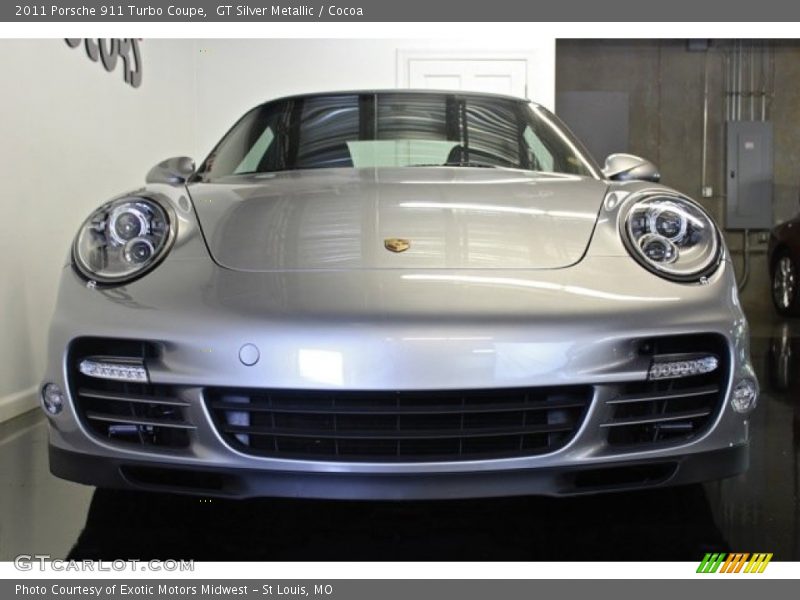 GT Silver Metallic / Cocoa 2011 Porsche 911 Turbo Coupe