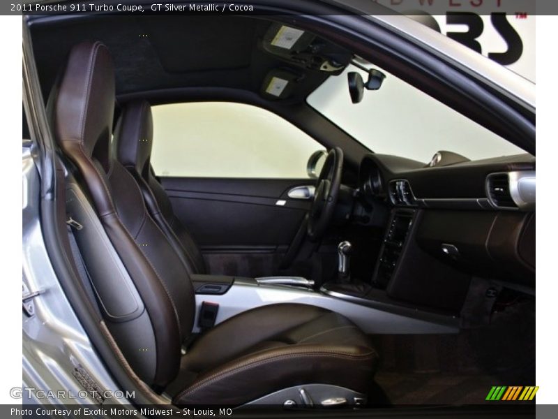 GT Silver Metallic / Cocoa 2011 Porsche 911 Turbo Coupe