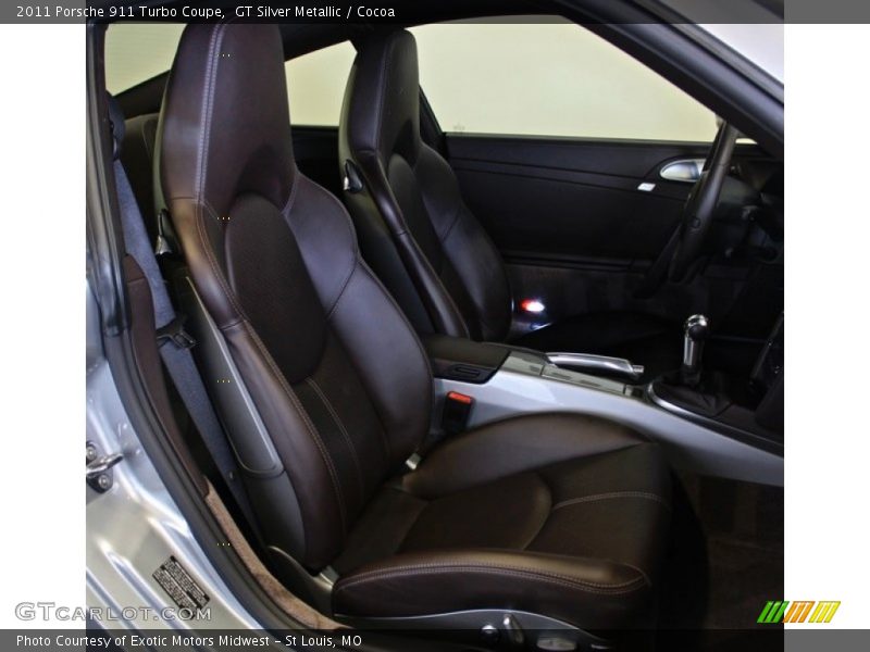 GT Silver Metallic / Cocoa 2011 Porsche 911 Turbo Coupe