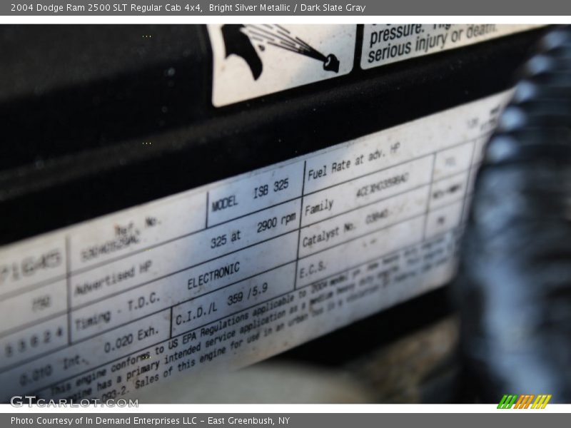 Bright Silver Metallic / Dark Slate Gray 2004 Dodge Ram 2500 SLT Regular Cab 4x4