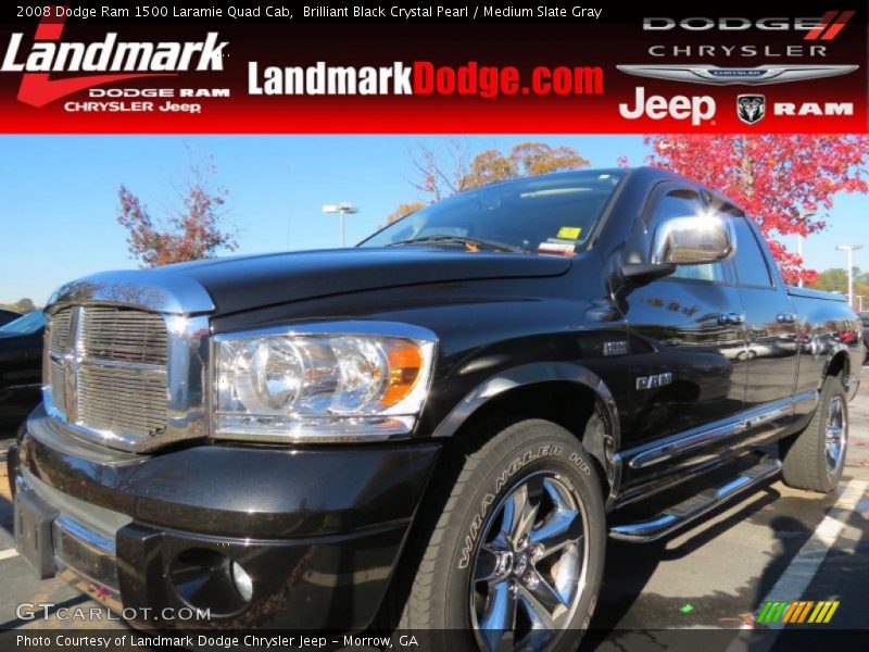 Brilliant Black Crystal Pearl / Medium Slate Gray 2008 Dodge Ram 1500 Laramie Quad Cab
