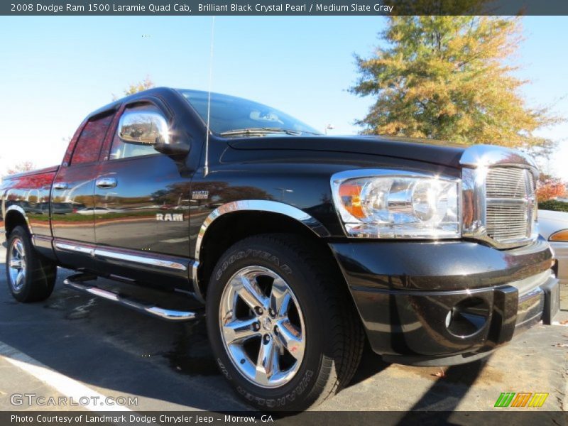 Brilliant Black Crystal Pearl / Medium Slate Gray 2008 Dodge Ram 1500 Laramie Quad Cab