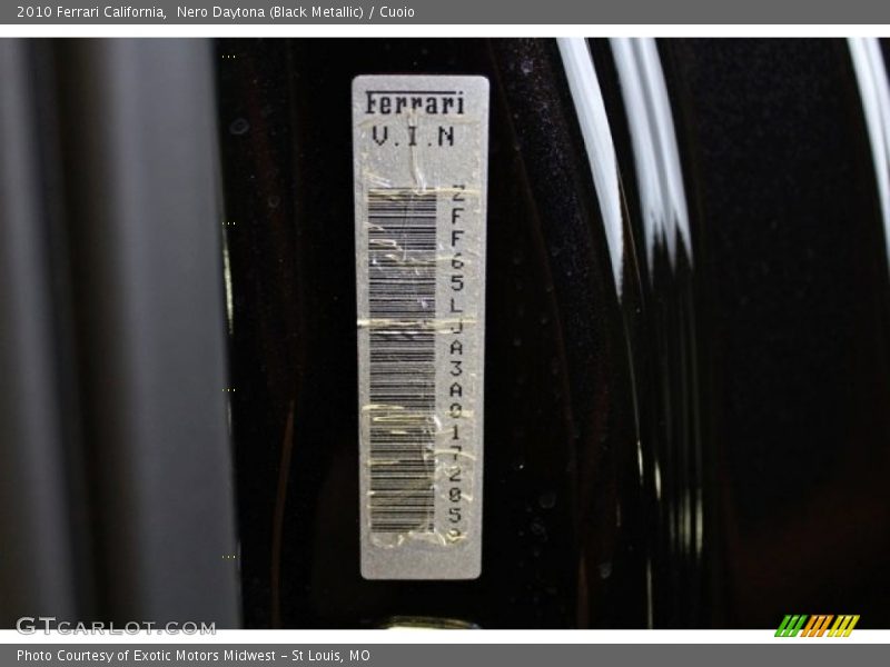 Nero Daytona (Black Metallic) / Cuoio 2010 Ferrari California