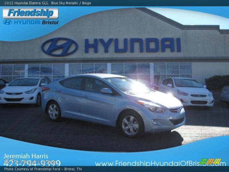 Blue Sky Metallic / Beige 2013 Hyundai Elantra GLS