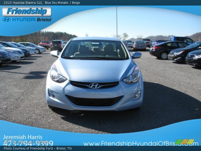 Blue Sky Metallic / Beige 2013 Hyundai Elantra GLS