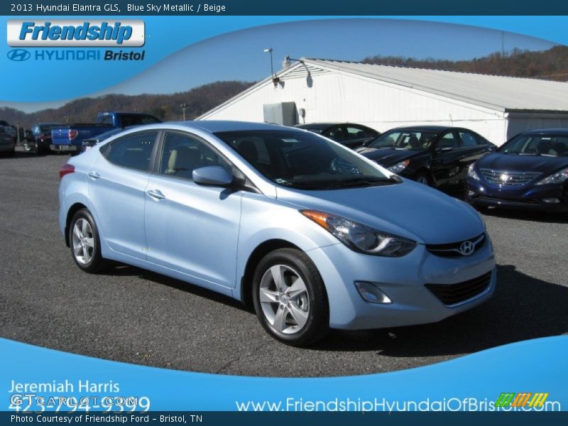 Blue Sky Metallic / Beige 2013 Hyundai Elantra GLS