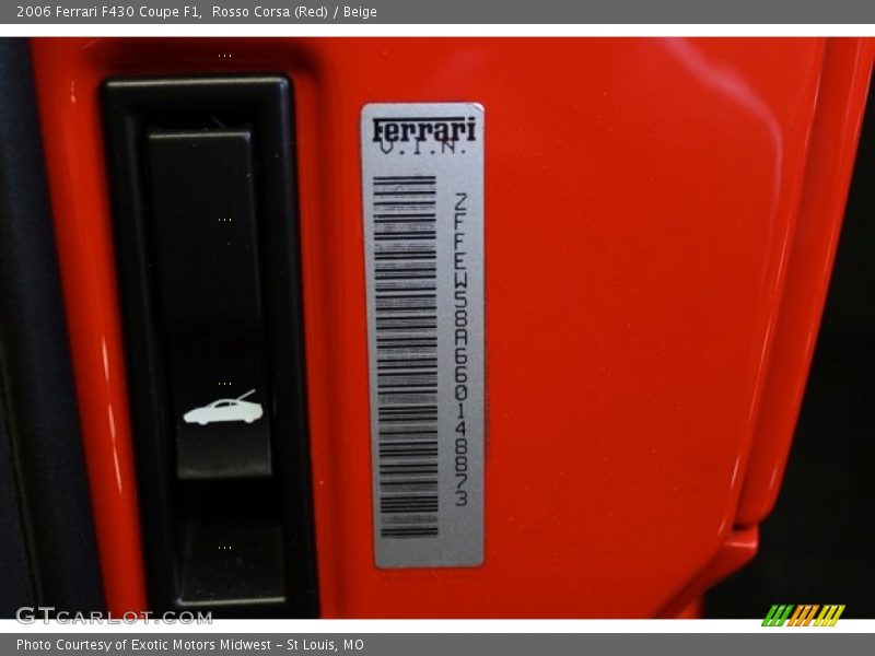 Rosso Corsa (Red) / Beige 2006 Ferrari F430 Coupe F1