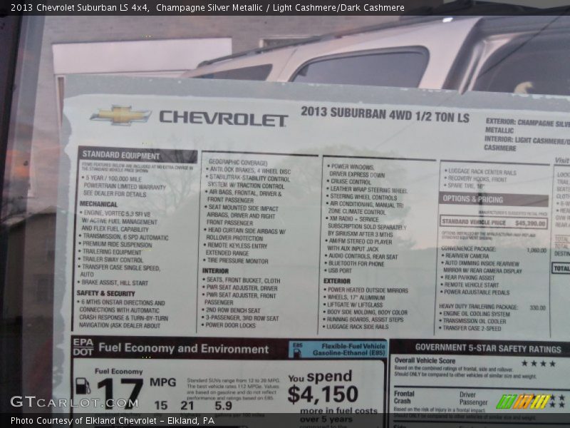  2013 Suburban LS 4x4 Window Sticker